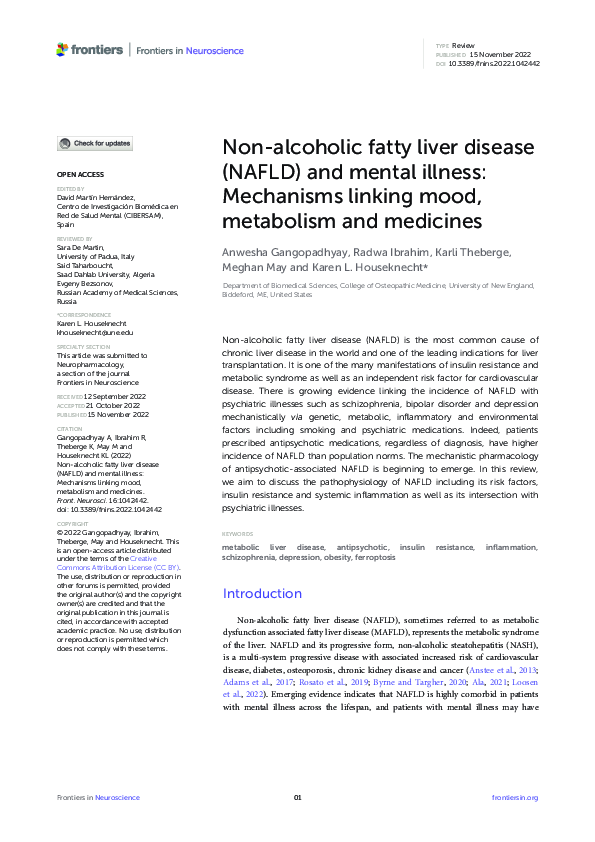 (PDF) Non-alcoholic fatty liver disease (NAFLD) and mental illness ...