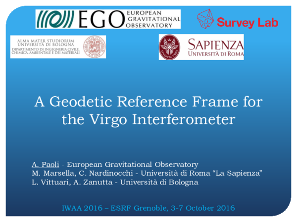 (PDF) A Geodetic Reference Frame for the Virgo Interferometer