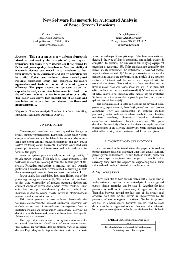 (PDF) New Software Framework for Automated Analysis of Power System ...