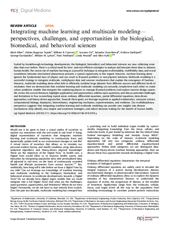 (PDF) Integrating machine learning and multiscale modeling—perspectives ...