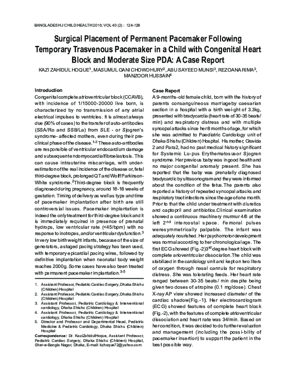 (PDF) Surgical Placement of Permanent Pacemaker Following Temporary ...