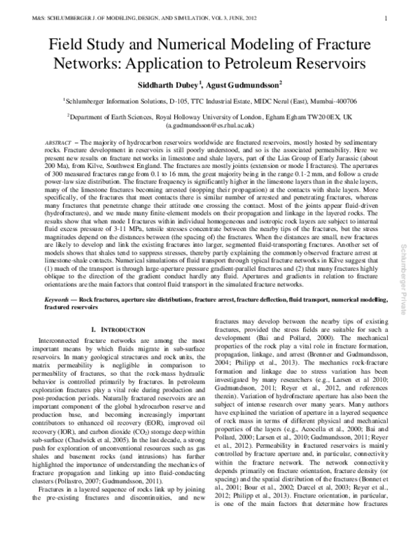 (PDF) Field Study and Numerical Modeling of Fracture Networks ...