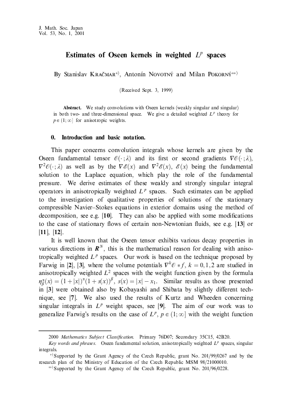 (PDF) Estimates of Oseen kernels in weighted Lp spaces
