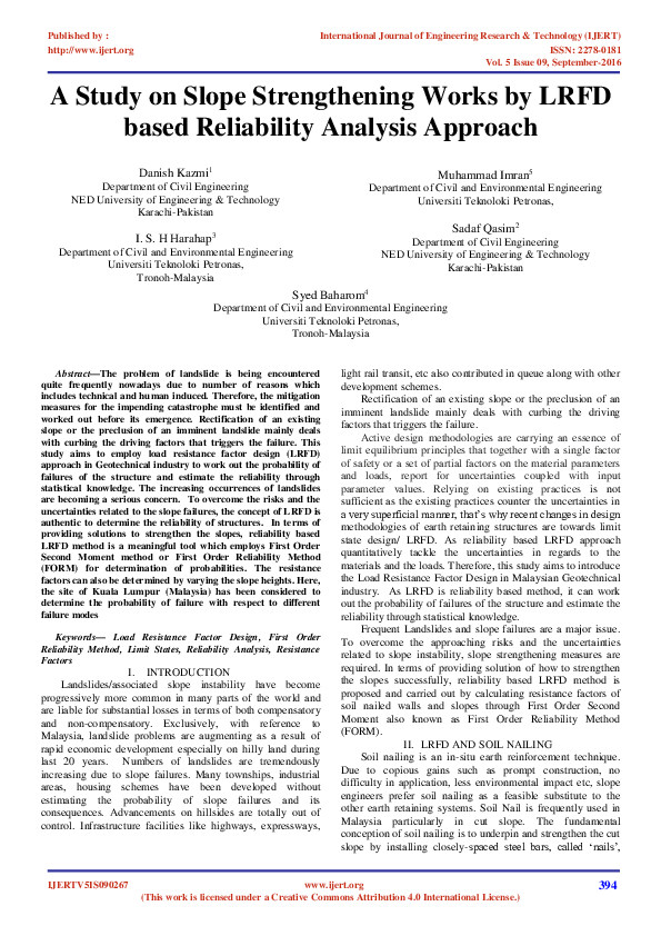 (PDF) A Study on Slope Strengthening Works by LRFD based Reliability ...