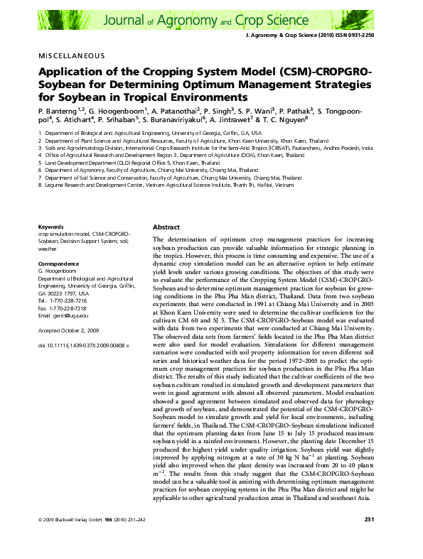 (PDF) Application of the Cropping System Model (CSM)-CROPGRO-Soybean ...