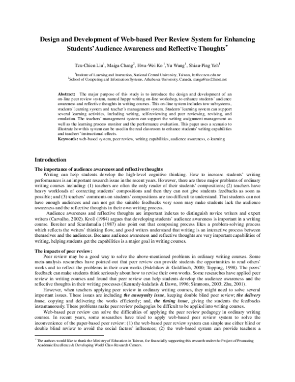 (PDF) Design and Development of Web-based Peer Review System for ...