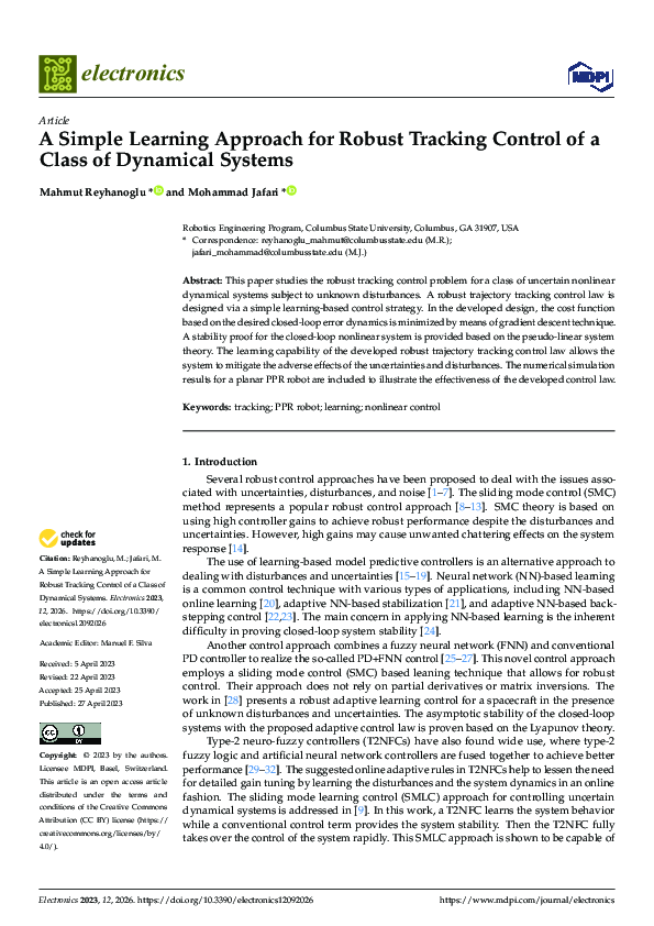 (PDF) A Simple Learning Approach for Robust Tracking Control of a Class ...