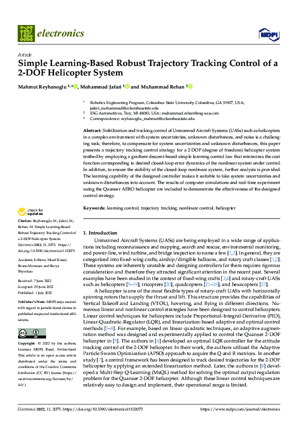 (PDF) Simple Learning-Based Robust Trajectory Tracking Control of a 2 ...