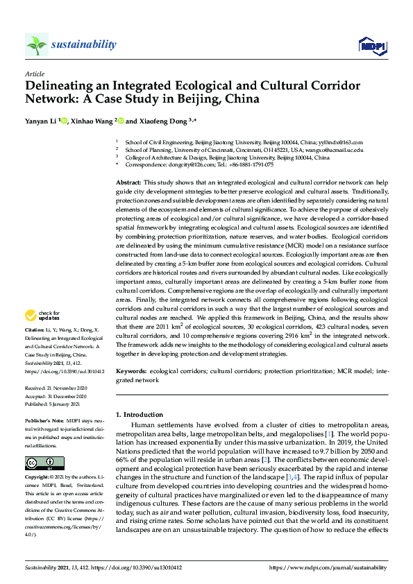 (PDF) Delineating an Integrated Ecological and Cultural Corridor ...