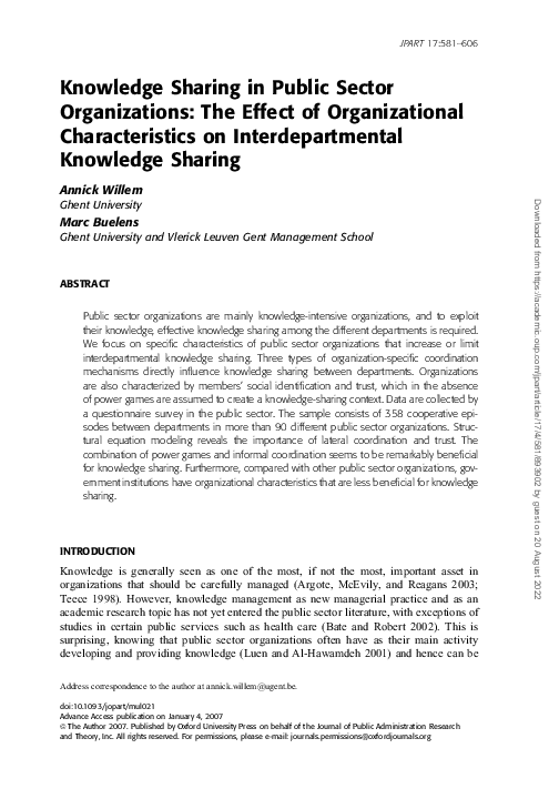 (PDF) Knowledge Sharing in Public Sector Organizations: The Effect of ...