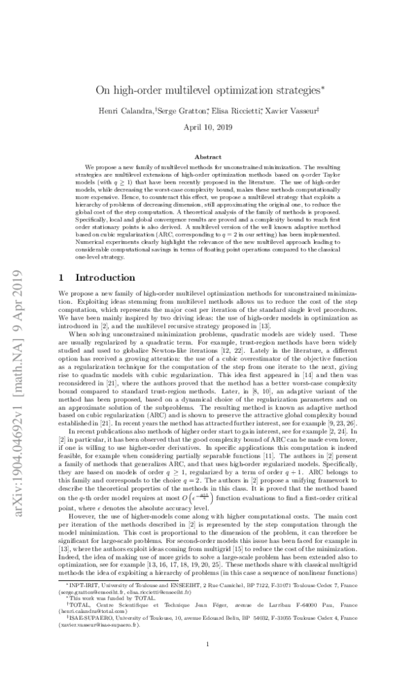(PDF) On High-Order Multilevel Optimization Strategies