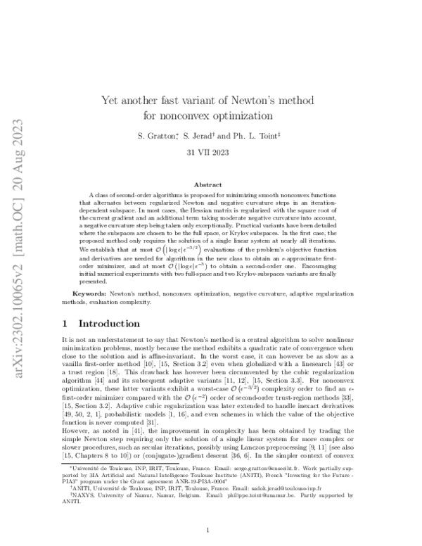 (PDF) Yet another fast variant of Newton's method for nonconvex ...
