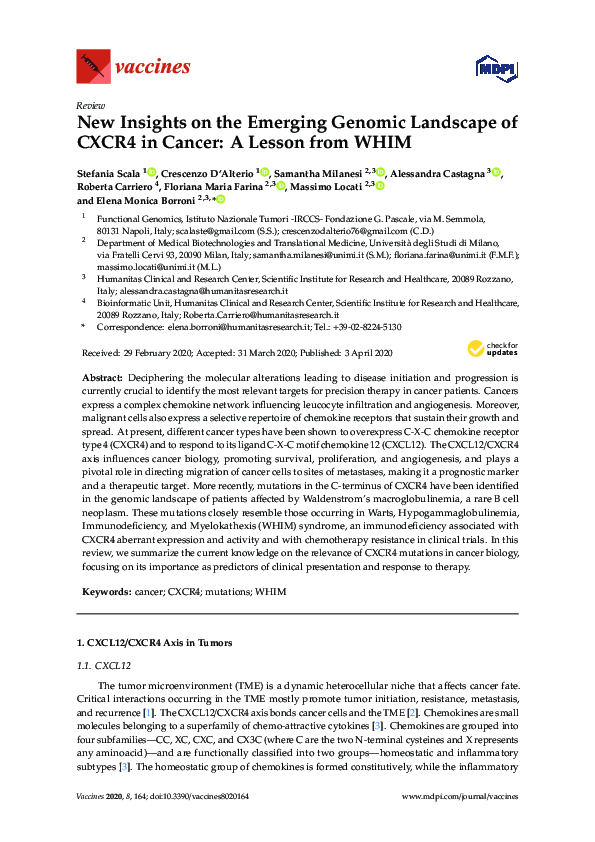(PDF) New Insights on the Emerging Genomic Landscape of CXCR4 in Cancer ...