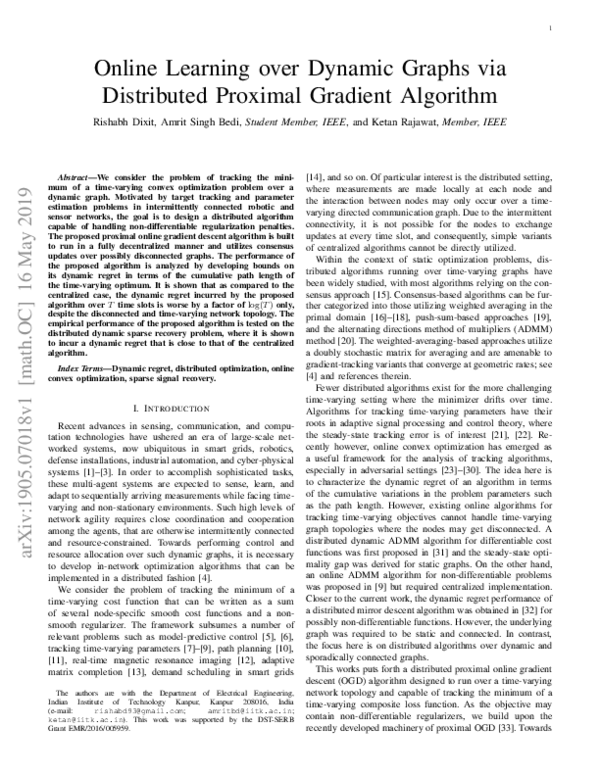 (PDF) Online Learning Over Dynamic Graphs via Distributed Proximal ...
