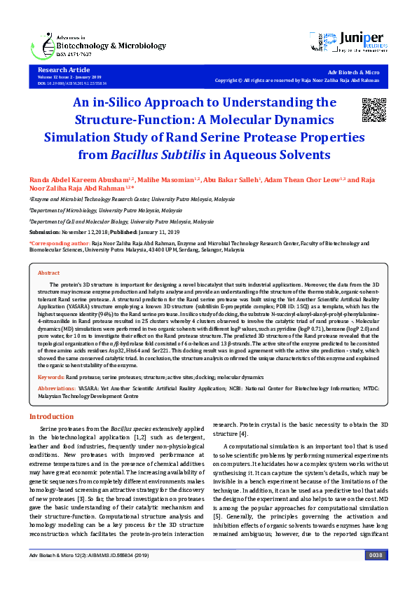 (PDF) An in-Silico Approach to Understanding the Structure-Function: A ...