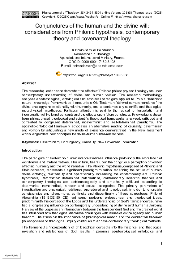 (PDF) Conjunctures of the human and the divine will: considerations ...