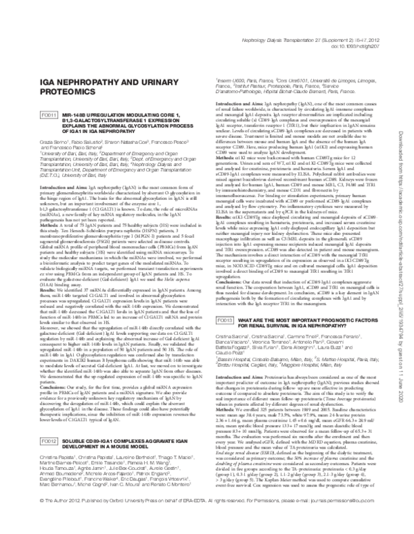 (PDF) IgA Nephropathy and urinary proteomics