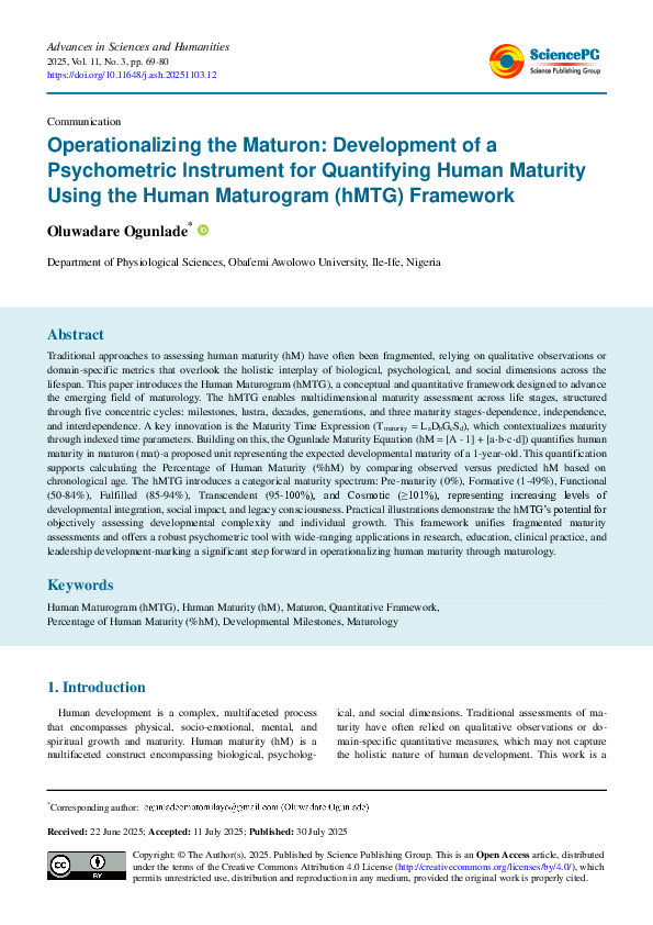 (PDF) Operationalizing the Maturon: Development of a Psychometric ...