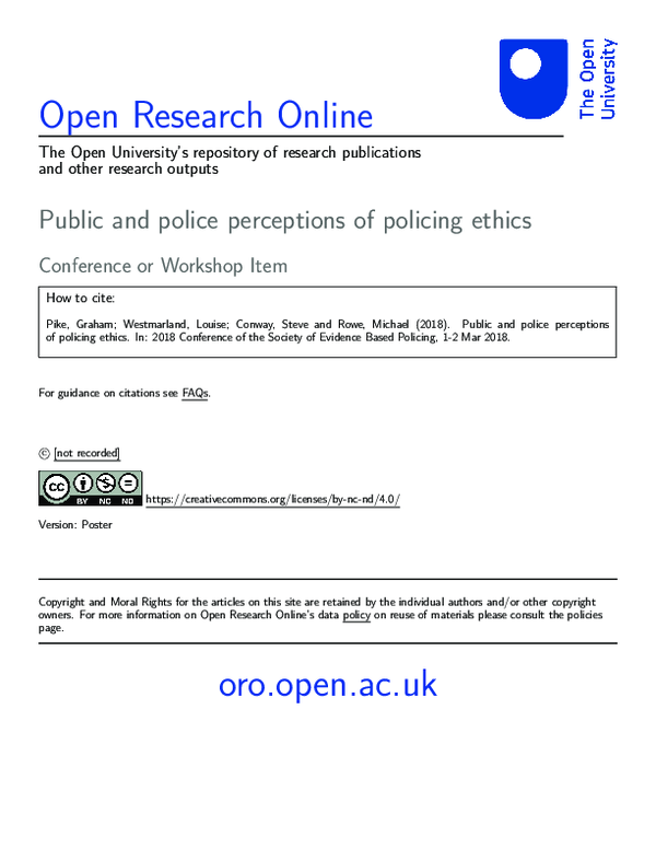 (PDF) Public and police perceptions of policing ethics