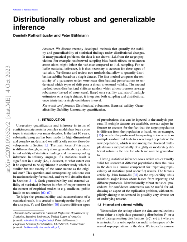 (PDF) Distributionally robust and generalizable inference