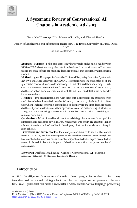 (PDF) A Systematic Review of Conversational AI Chatbots in Academic ...