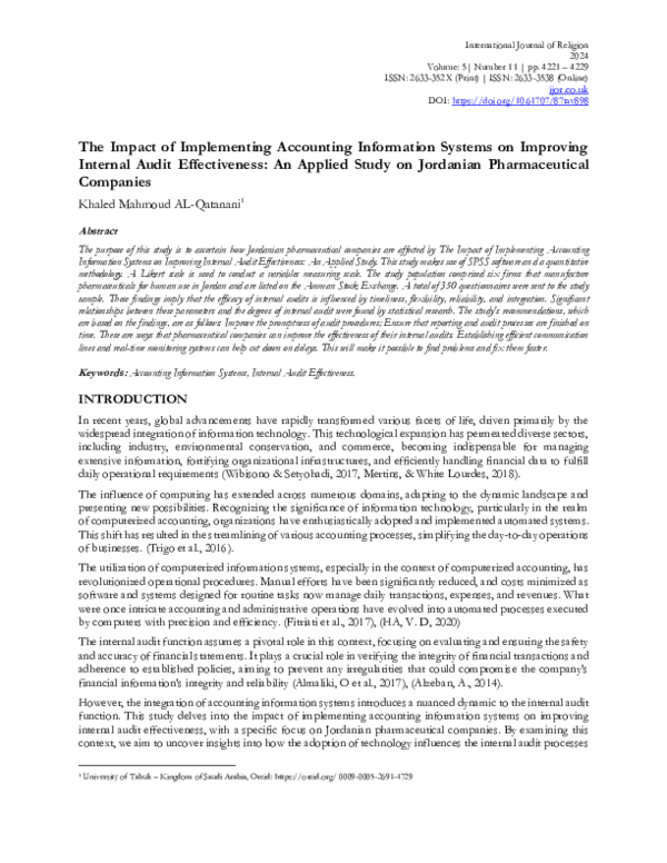 (PDF) The Impact of Implementing Accounting Information Systems on ...