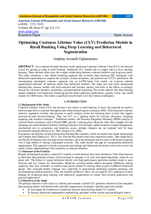 (PDF) Optimizing Customer Lifetime Value (CLV) Prediction Models in ...
