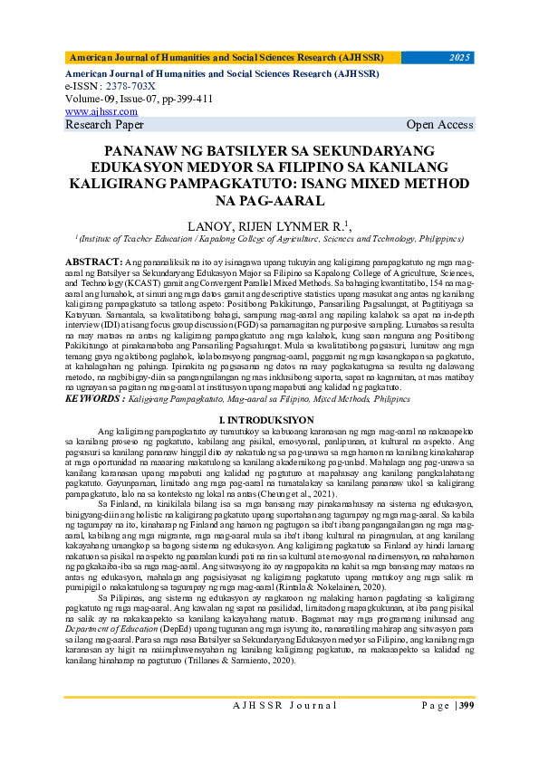 (PDF) PANANAW NG BATSILYER SA SEKUNDARYANG EDUKASYON MEDYOR SA FILIPINO ...