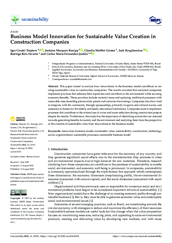 (PDF) Business Model Innovation for Sustainable Value Creation in ...