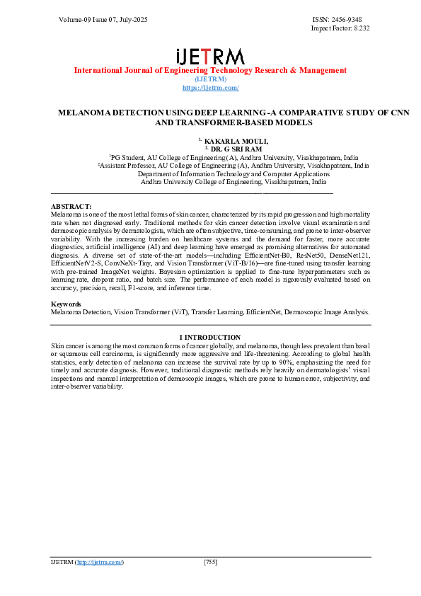 (PDF) MELANOMA DETECTION USING DEEP LEARNING -A COMPARATIVE STUDY OF ...
