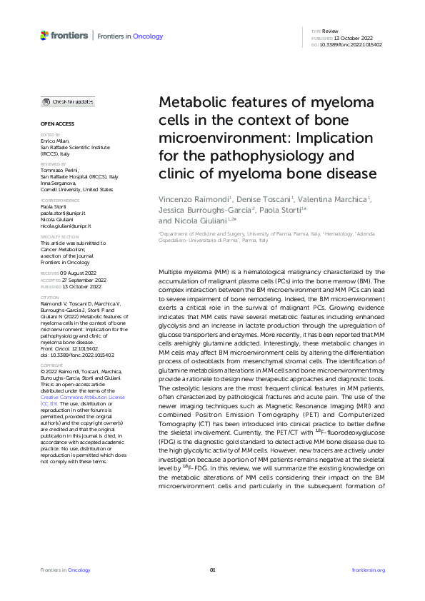 (PDF) Metabolic features of myeloma cells in the context of bone ...