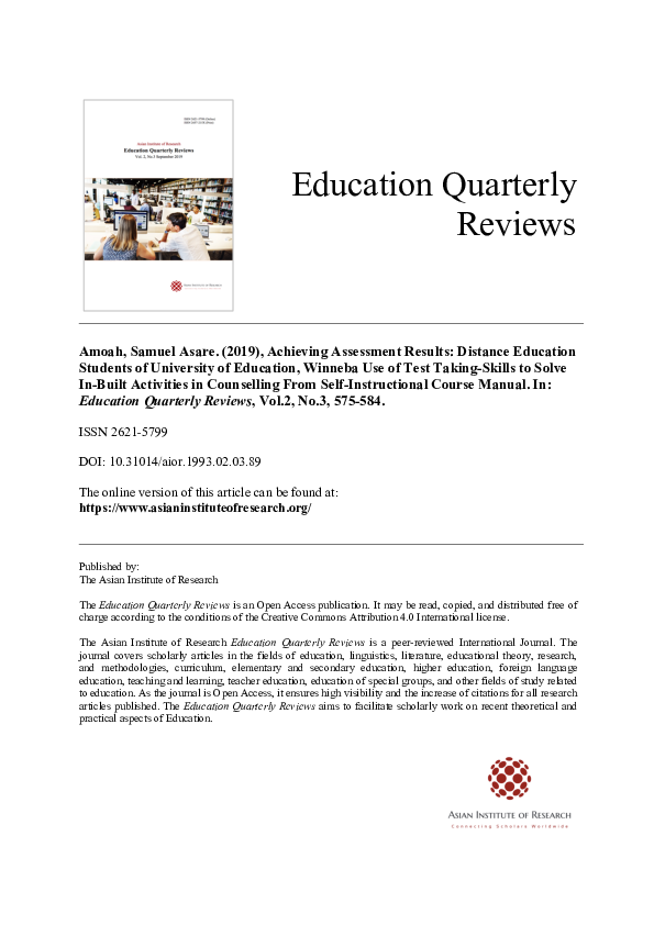 (PDF) Achieving Assessment Results: Distance Education Students of ...