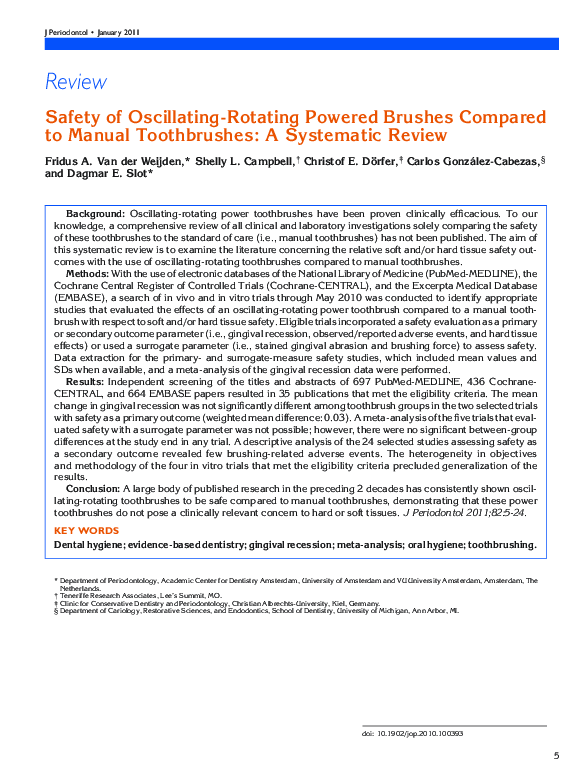 (PDF) Safety of Oscillatingâ Rotating Powered Brushes Compared to ...