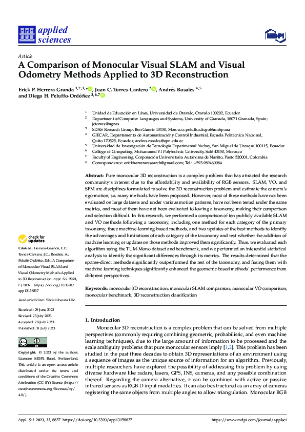 (PDF) Comparison of Monocular Visual SLAM and Visual Odometry Methods ...