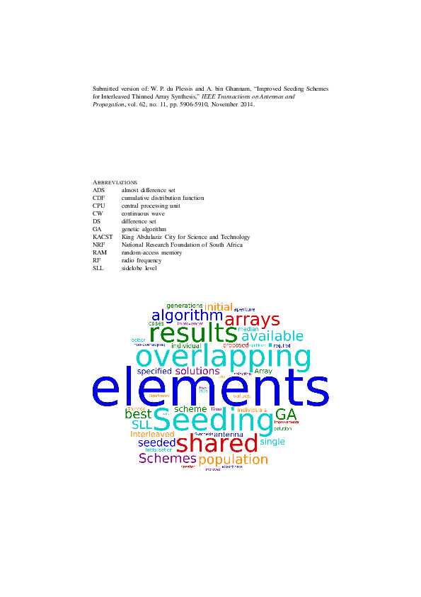 (PDF) Improved Seeding Schemes for Interleaved Thinned Array Synthesis