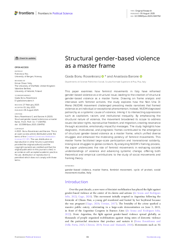 (PDF) Structural gender-based violence as a master frame