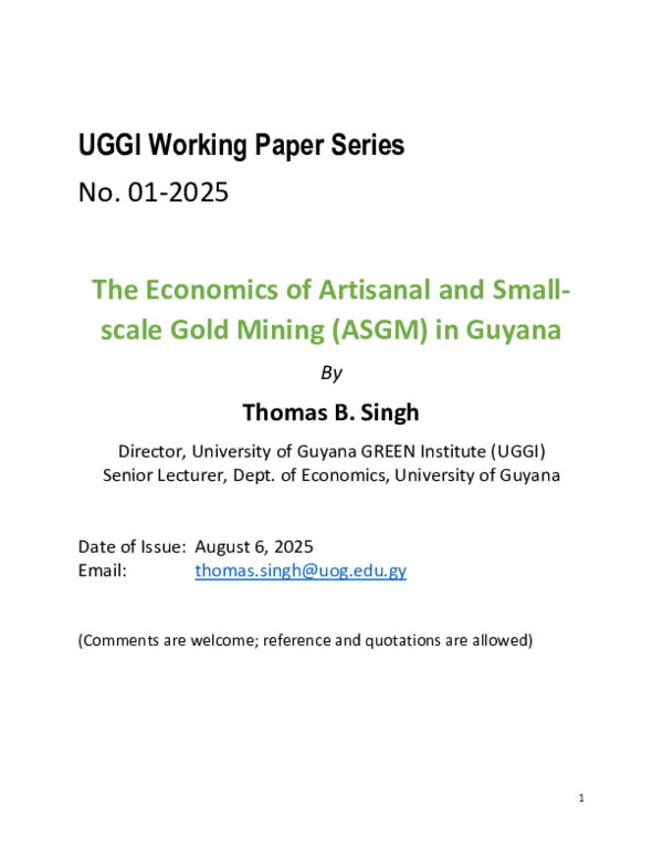 (PDF) The Economics of Artisanal and Small-scale Gold Mining (ASGM) in ...