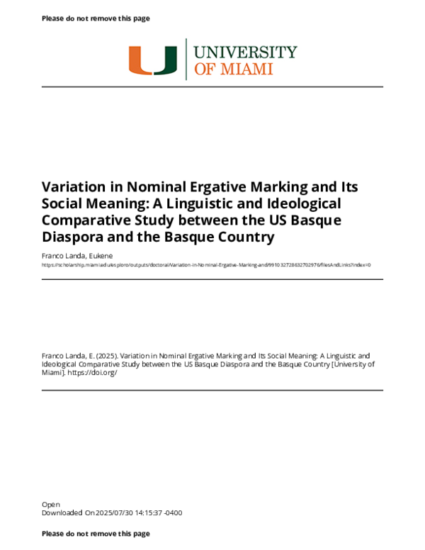 (PDF) Variation in Nominal Ergative Marking and Its Social Meaning: A ...