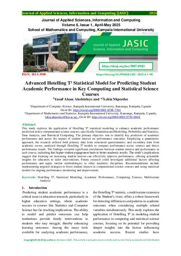 (PDF) Advanced Hotelling T² Statistical Model for Predicting Student ...