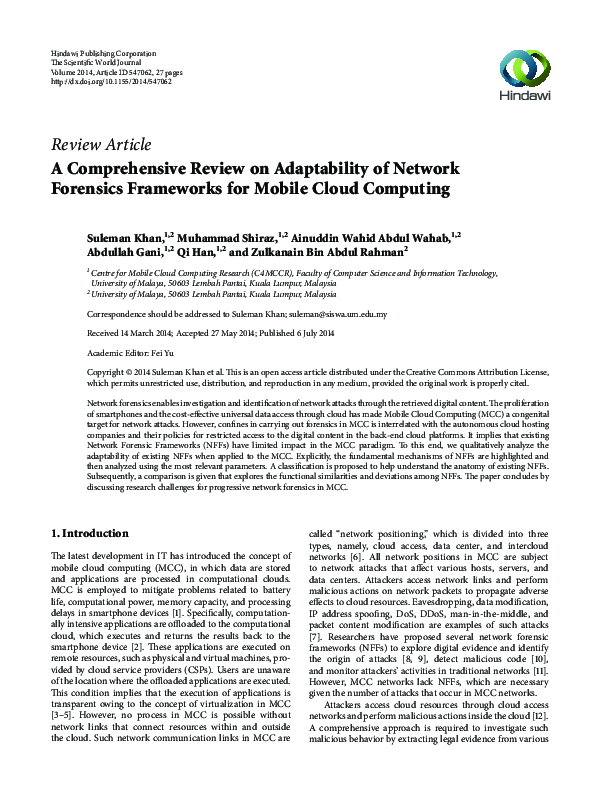 (PDF) A Comprehensive Review on Adaptability of Network Forensics ...