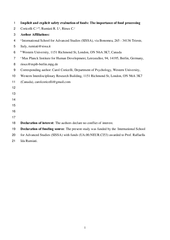 (PDF) Implicit and explicit safety evaluation of foods: The importance ...