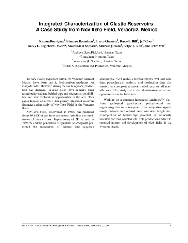 (PDF) Abstract: Integrated Characterization of Clastic Reservoirs: A ...