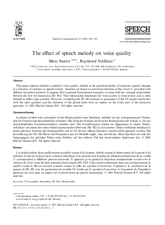 (PDF) The effect of speech melody on voice quality