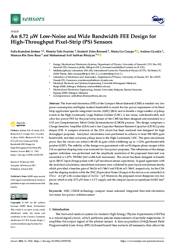 (PDF) An 8.72 µW Low-Noise and Wide Bandwidth FEE Design for High ...