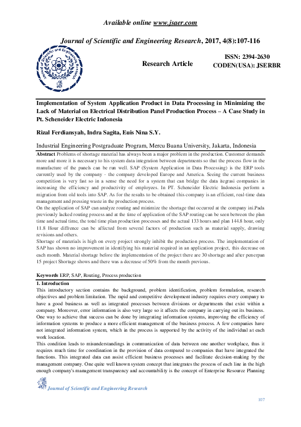 (PDF) Implementation of System Application Product in Data Processing ...