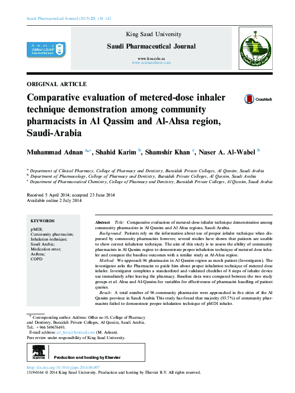 (PDF) Comparative evaluation of metered-dose inhaler technique ...