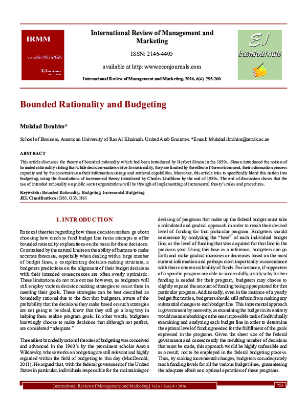 (PDF) Bounded Rationality and Budgeting