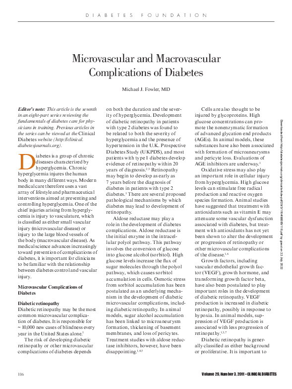 (PDF) Microvascular and Macrovascular Complications of Diabetes
