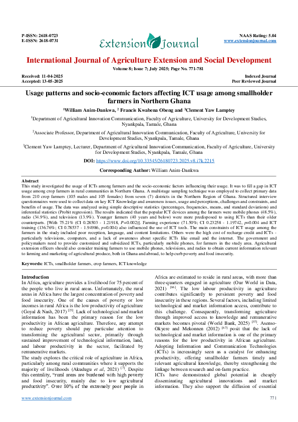 (PDF) Usage patterns and socio-economic factors affecting ICT usage ...