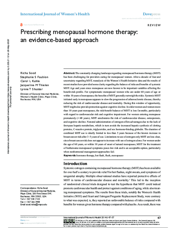 (PDF) Prescribing menopausal hormone therapy: an evidence-based approach